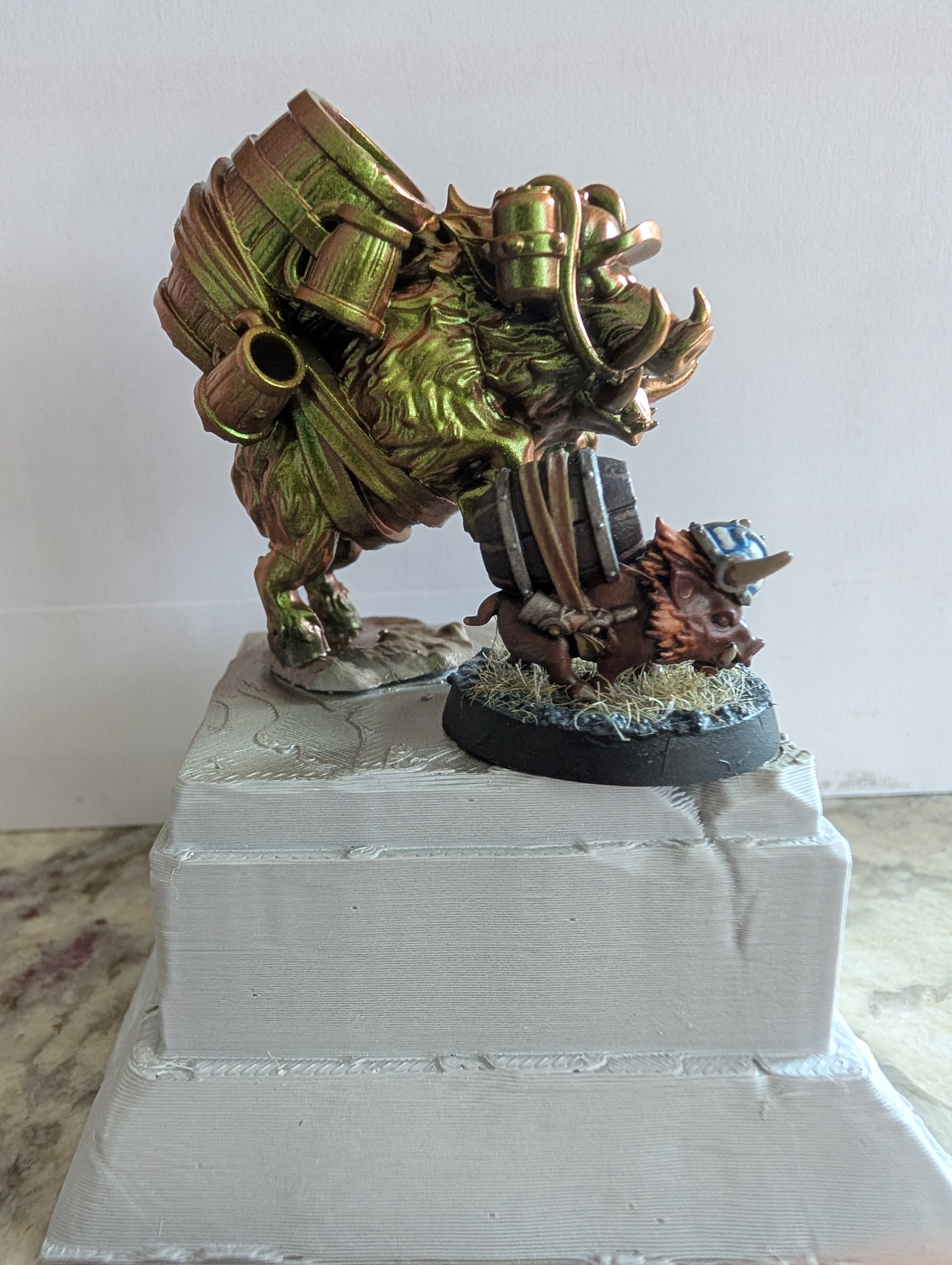 Beer Boar mini painted with Gold Yellow Vallejo (Magic Dust set). GW Beer Boar for scale